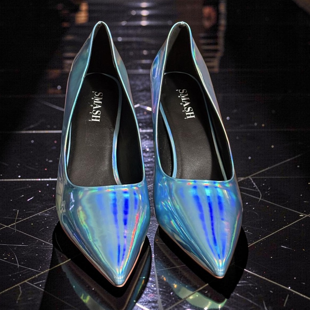 Smash NWT Sz 14 Sophia Iridescent Shiny Blue Women's Stiletto Heels (SH255)